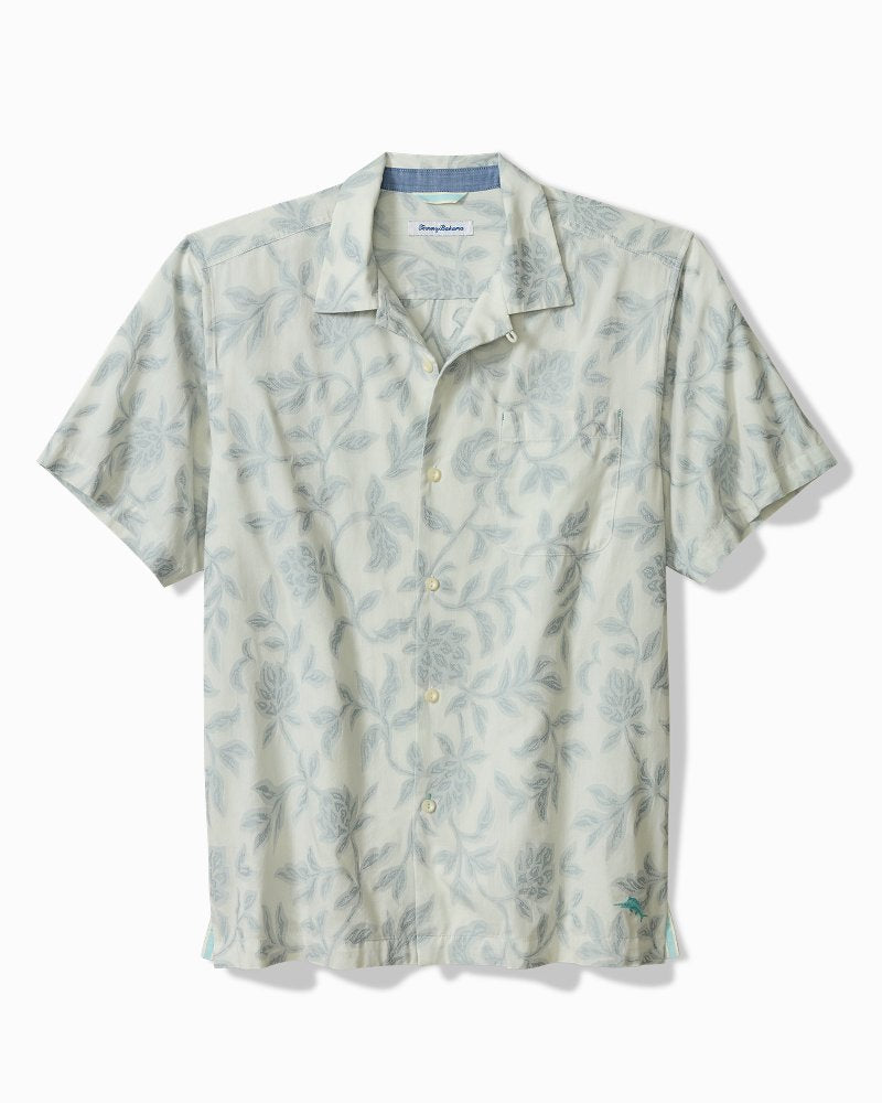 Big & Tall Vinca Vines Cotton-Blend Camp Shirt - Cold Air