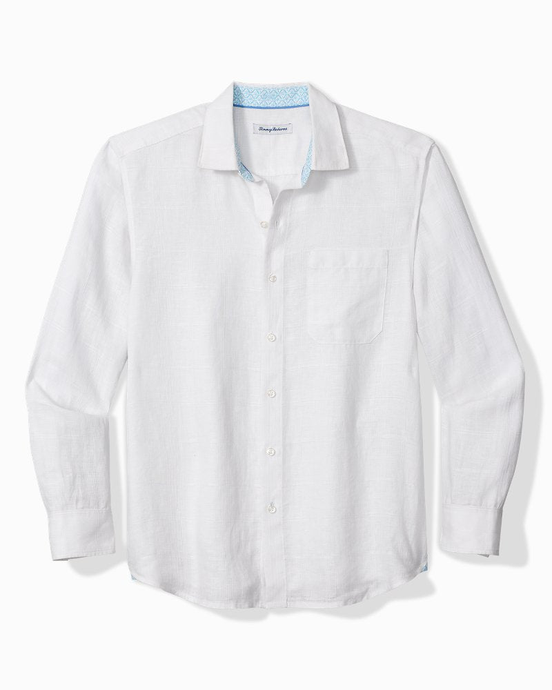 Big & Tall Paradisio Plaid Linen Long-Sleeve Shirt - White