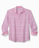 Big & Tall Paradisio Plaid Linen Long-Sleeve Shirt - Pink Corsage