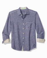 Big & Tall Paradise Breezer Linen Long-Sleeve Shirt - Island Navy
