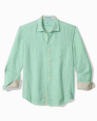 Big & Tall Paradise Breezer Linen Long-Sleeve Shirt - Light Neptune Green