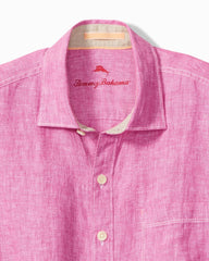 Big & Tall Paradise Breezer Linen Long-Sleeve Shirt - Pink Umbrella