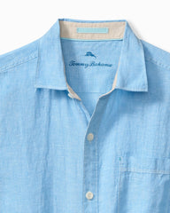 Big & Tall Paradise Breezer Linen Short-Sleeve Shirt - Glass Bead Blue