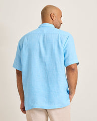 Big & Tall Paradise Breezer Linen Short-Sleeve Shirt - Glass Bead Blue