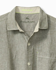 Big & Tall Paradise Breezer Linen Short-Sleeve Shirt - Tea Leaf