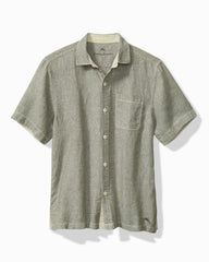 Big & Tall Paradise Breezer Linen Short-Sleeve Shirt - Tea Leaf