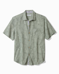 Big & Tall Fairview Fronds Silk Camp Shirt - Smoke Grey