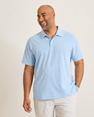 Big & Tall Bahama Coast Scala Stripe IslandZone Polo - Steel Blue