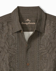 Big & Tall Maui Border Silk Camp Shirt - Tapenade