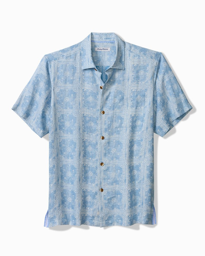 Big & Tall Bandana Breeze Linen Shirt - Dusk Blue