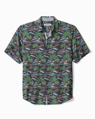 Big & Tall Coastal Ease Isle Be There IslandZone Camp Shirt - Stone Brown