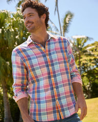 Big & Tall Palma Roja Plaid Shirt - Turquoise Haze