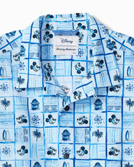Big & Tall Disney Nova Wave Retro Mosaic Cotton-Blend Shirt - Blue Splash