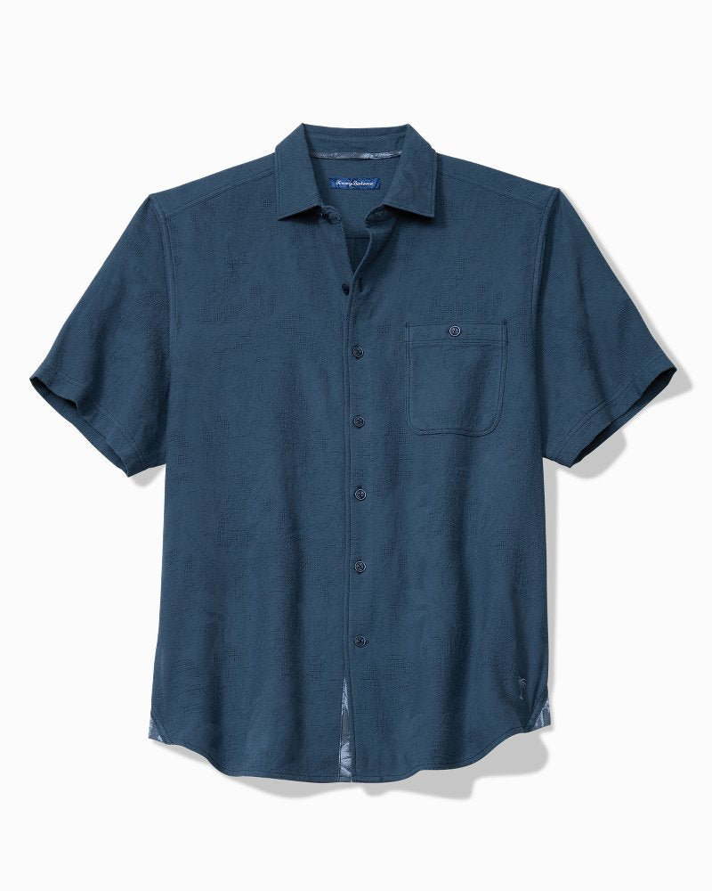 Big & Tall Breeze Island Cotton Short-Sleeve Shirt - Bering Blue
