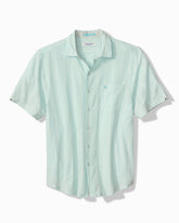 Big & Tall Nova Wave Cotton-Blend Short-Sleeve Shirt - Dusty Aqua