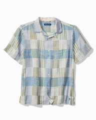 Big & Tall Patchwork Sands Linen-Blend Camp Shirt - Biscotti Tan