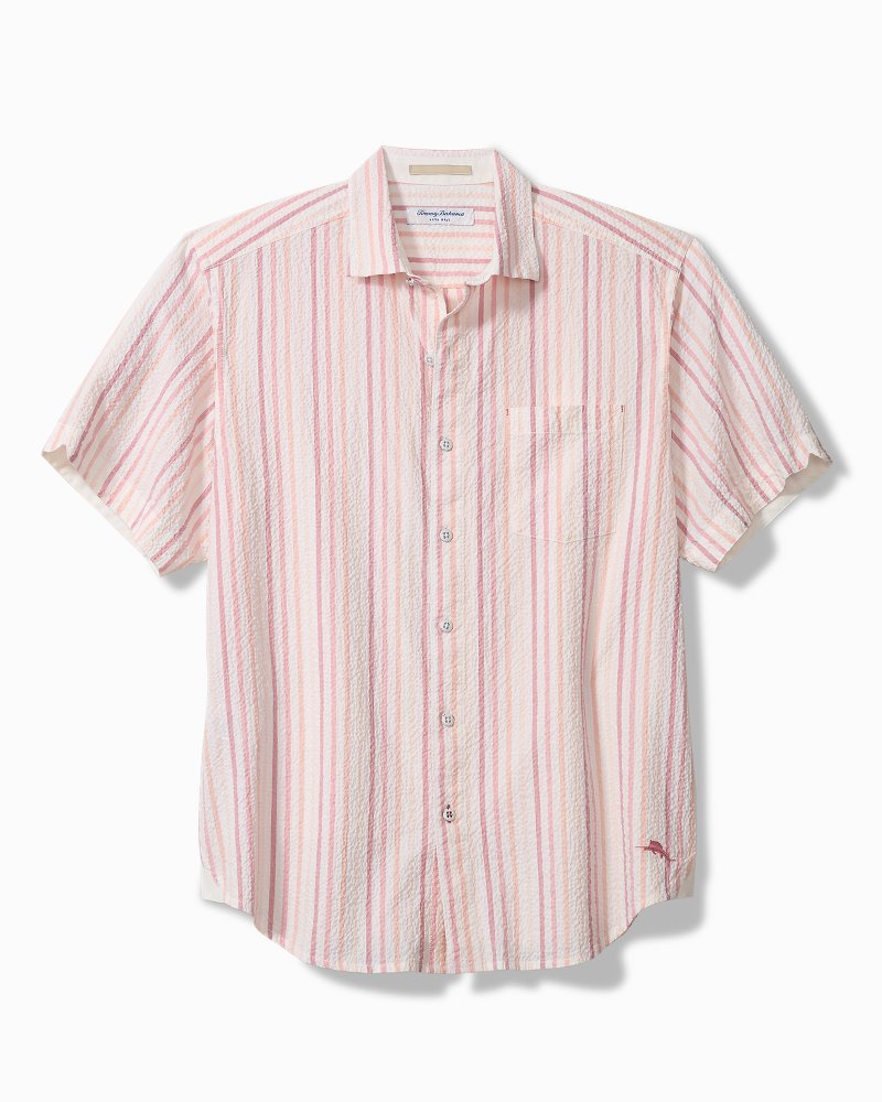 Big & Tall Nova Wave Aloha Stripe Cotton-Blend Shirt - Red Spark