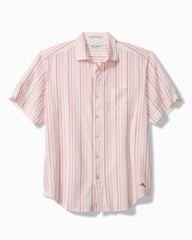 Big & Tall Nova Wave Aloha Stripe Cotton-Blend Shirt - Red Spark