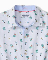 Big & Tall Coastal Ease Fiesta Fizz IslandZone Camp Shirt - Oceana Blue