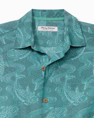Big & Tall Coastal Ease Feeling Koi-Ful IslandZone Camp Shirt - Summer Aqua