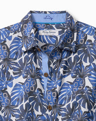 Big & Tall Coastal Ease Piña Party IslandZone Camp Shirt - Sandstone