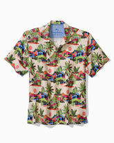 Big & Tall Cabana Skies Silk Camp Shirt - Palm Moss