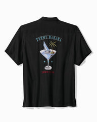 Big & Tall Sailor's Swirl Silk Camp Shirt - Matte Black