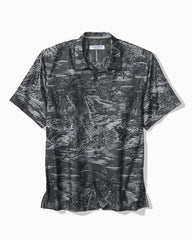 Big & Tall Coastal Ease Palms IslandZone Camp Shirt - Black