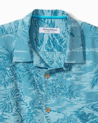 Big & Tall Coastal Ease Palms IslandZone Camp Shirt - Saxony Blue