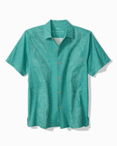 Big & Tall Kona Luxe Border Silk Camp Shirt - Bristol Blue
