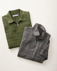 Big & Tall Coolside Quarter-Zip IslandZone Polo - Spa Stone