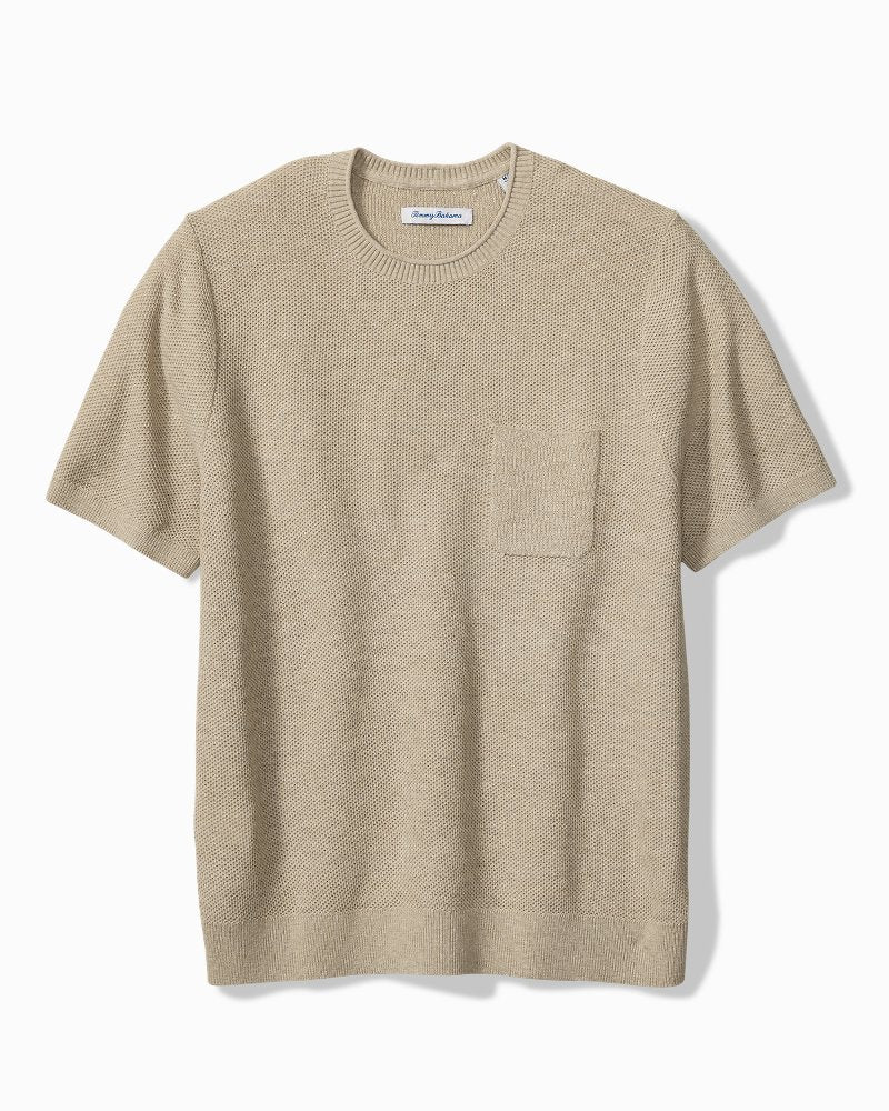 Big & Tall Salthill Pocket Cotton-Blend Crew Sweater - Oatmeal Heather