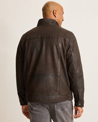 Big & Tall Highland Rocker Leather Jacket - Dark Brown