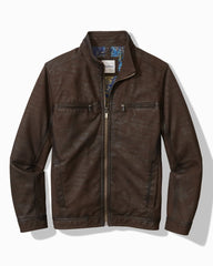 Big & Tall Highland Rocker Leather Jacket - Dark Brown