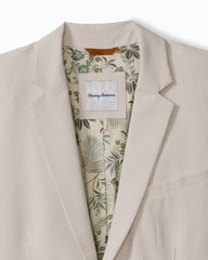 Big & Tall Nova Wave Stretch-Seersucker Sand Stripe Blazer - Stone Khaki