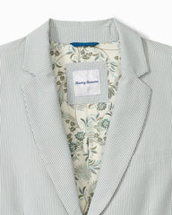 Big & Tall Nova Wave Stretch-Seersucker Sand Stripe Blazer - Glass Bottle
