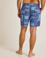 Big & Tall Naples Palazzo Patchwork Swim Trunks - Island Navy