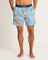 Big & Tall Naples Goa Tropical Swim Trunks - White
