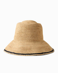 Crochet Stripe Bucket Hat - Natural/Black