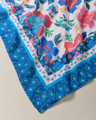 Tropi Flora Silk-Blend Pareo - Echosea Blue