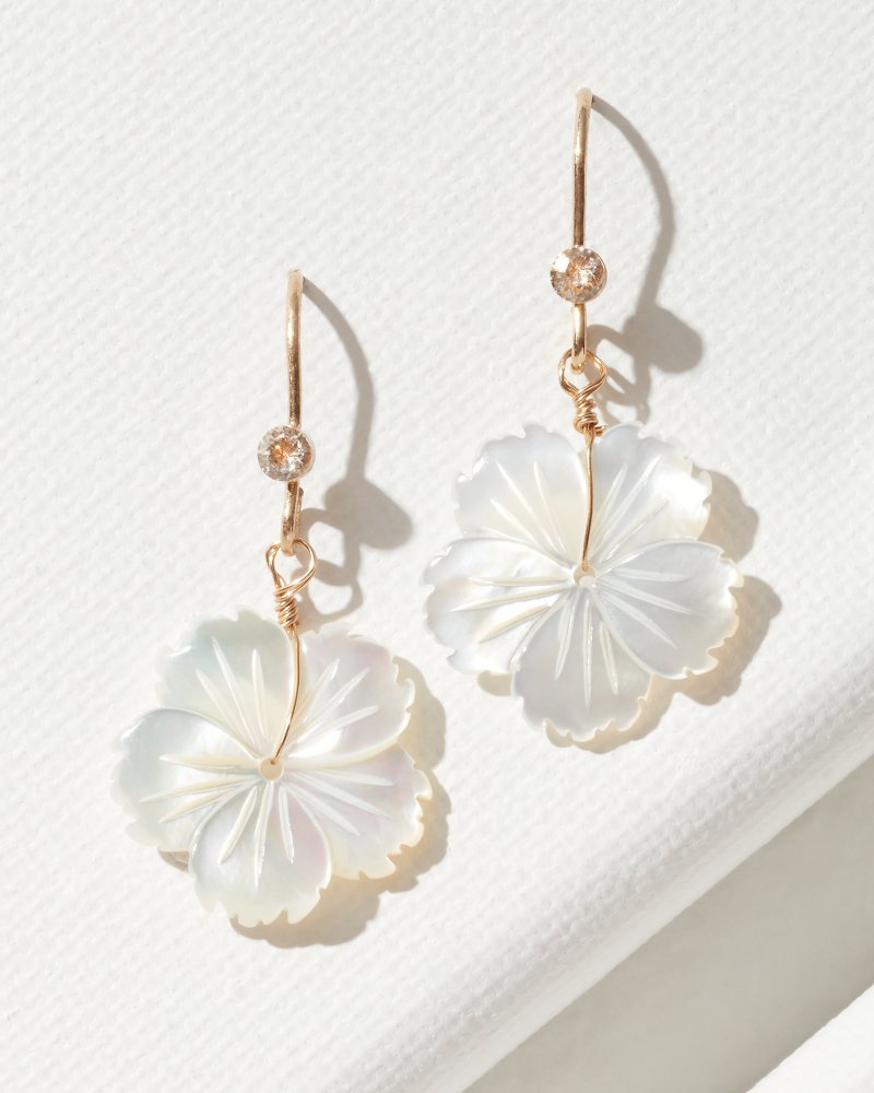 Island Essence Hibiscus Drop Earrings - Gold