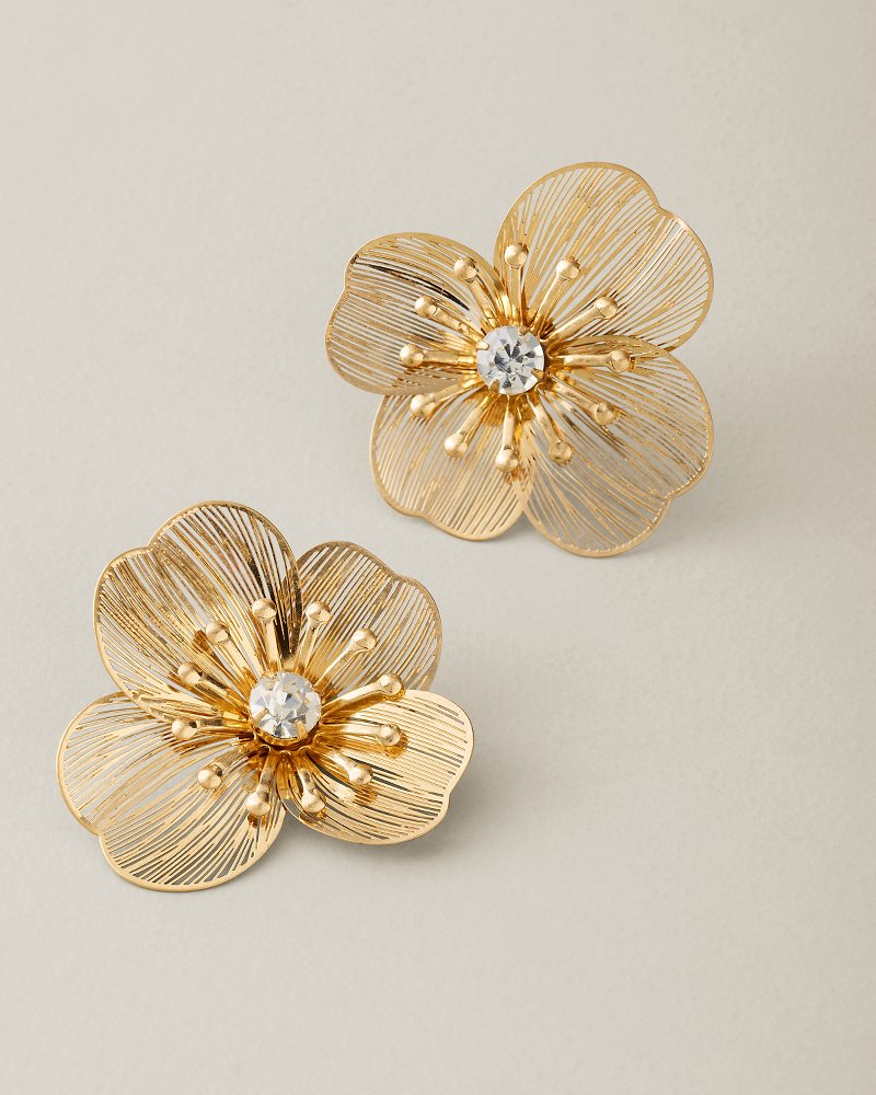 Celestial Sea Floral Statement Earrings - Gold