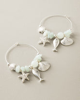 Harbor Glow Sealife Charm Hoop Earrings - Silver