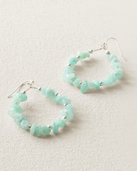 Harbor Glow Beaded Teardrop Drop Earrings - Silver