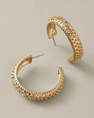 Sunset Tides Textured Hoop Earrings - Gold