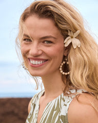 Harbor Glow Howlite Beaded Drop Hoops - Gold