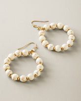 Harbor Glow Howlite Beaded Drop Hoops - Gold