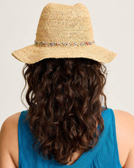 Emmy Beaded Raffia Hat - Pink/Gold