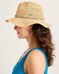 Emmy Beaded Raffia Hat - Pink/Gold