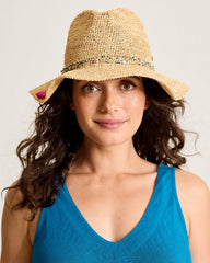 Emmy Beaded Raffia Hat - Pink/Gold